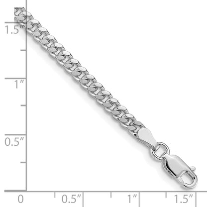 Sterling Silver Rhodium-plated 3.25mm Domed w/ Side D/C Curb Chain