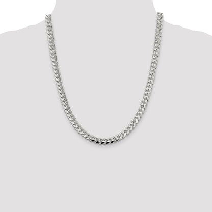 Sterling Silver 7.35mm Domed w/ Side D/C Curb Chain