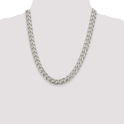 Sterling Silver 10.5mm Domed w/ Side D/C Curb Chain