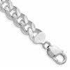Sterling Silver Rhodium-plated 10.5mm Domed w/ Side D/C Curb Chain