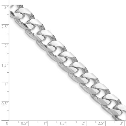 Sterling Silver Rhodium-plated 11mm Domed w/ Side D/C Curb Chain