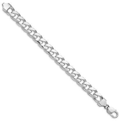 Sterling Silver Rhodium-plated 11mm Domed w/ Side D/C Curb Chain