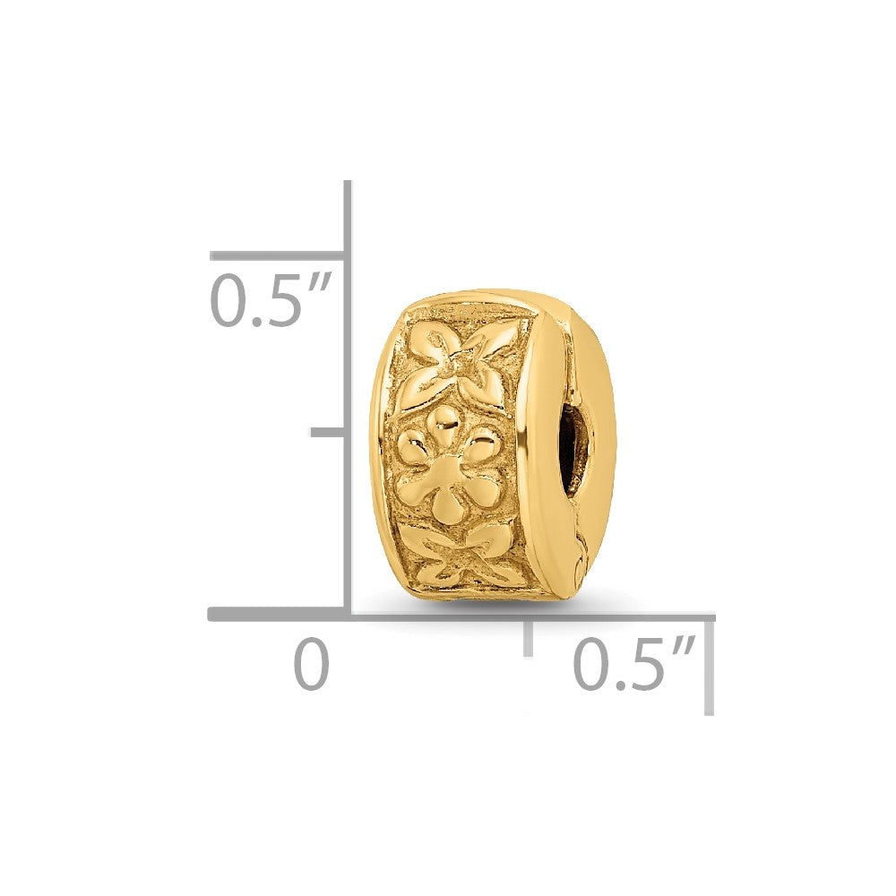 Sterling Silver Gold-plated Reflections Hinged Floral Clip Bead