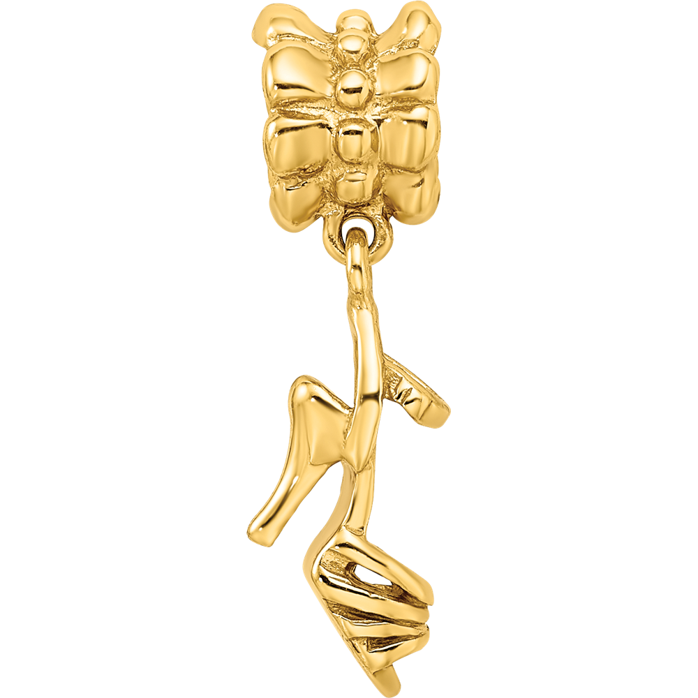 Sterling Silver Gold-plated Reflections High Heel Shoe Dangle Bead