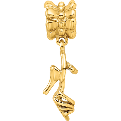 Sterling Silver Gold-plated Reflections High Heel Shoe Dangle Bead