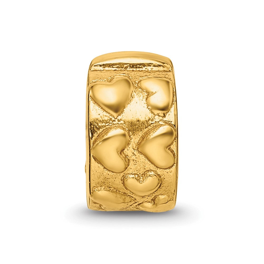 Sterling Silver Gold-plated Reflections Hinged Hearts Clip Bead
