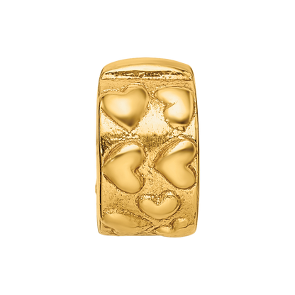 Sterling Silver Gold-plated Reflections Hinged Hearts Clip Bead