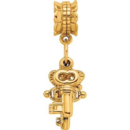 Sterling Silver Gold-plated Reflections Three Keys Dangle Bead