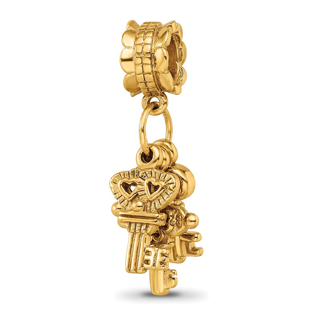 Sterling Silver Gold-plated Reflections Three Keys Dangle Bead