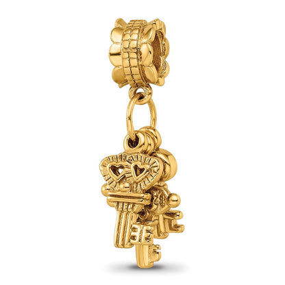 Sterling Silver Gold-plated Reflections Three Keys Dangle Bead