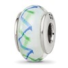 Sterling Silver Reflections Green/Blue Hand-blown Glass Bead