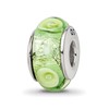 Sterling Silver Reflections Green/White Hand-blown Glass Bead