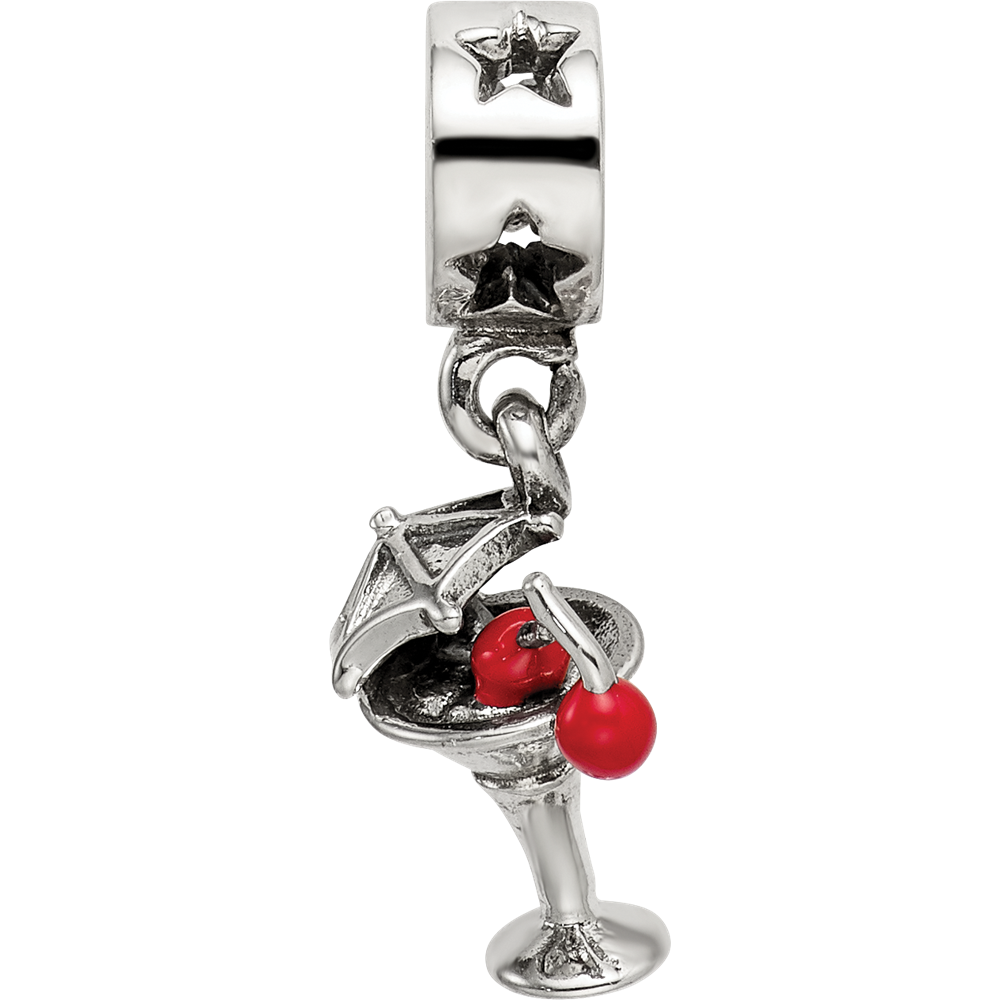 Sterling Silver Reflections Enameled Martini Dangle Bead