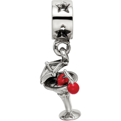 Sterling Silver Reflections Enameled Martini Dangle Bead
