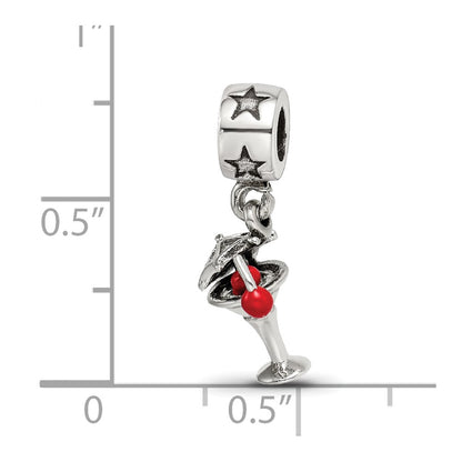 Sterling Silver Reflections Enameled Martini Dangle Bead