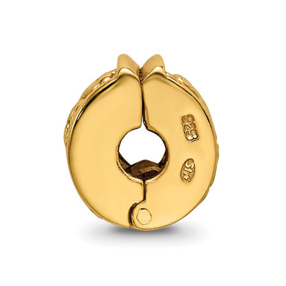 Sterling Silver Gold-plated Reflections Hinged Hearts Clip Bead