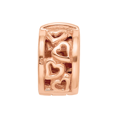 Sterling Silver Reflections Rose Gold-plated Hearts Clip Bead