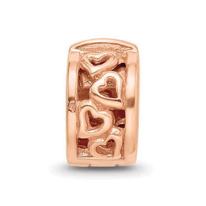 Sterling Silver Reflections Rose Gold-plated Hearts Clip Bead