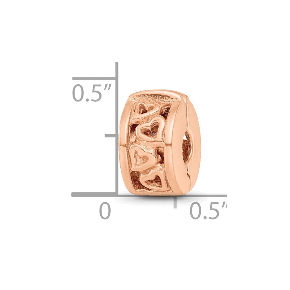 Sterling Silver Reflections Rose Gold-plated Hearts Clip Bead