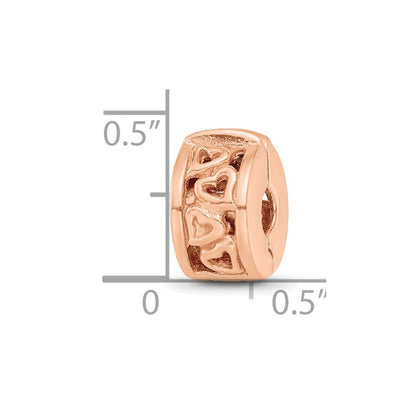 Sterling Silver Reflections Rose Gold-plated Hearts Clip Bead