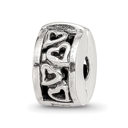 Sterling Silver Reflections Hinged Hearts Clip Bead