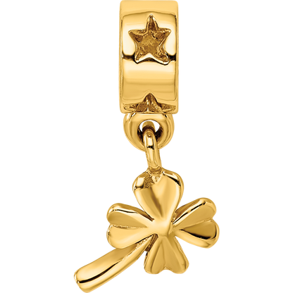 Sterling Silver Gold-plated Reflections 4-leaf Clover Dangle Bead