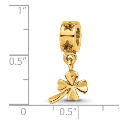 Sterling Silver Gold-plated Reflections 4-leaf Clover Dangle Bead