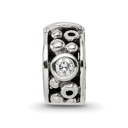 Sterling Silver Reflections Hinged CZ & Dots Clip Bead