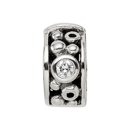 Sterling Silver Reflections Hinged CZ & Dots Clip Bead