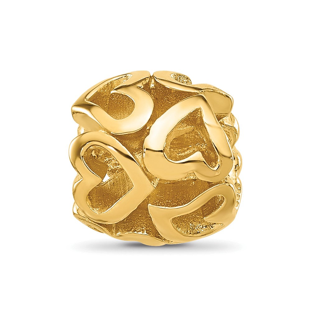 Sterling Silver Reflections Gold-plated Multiple Hearts Bead