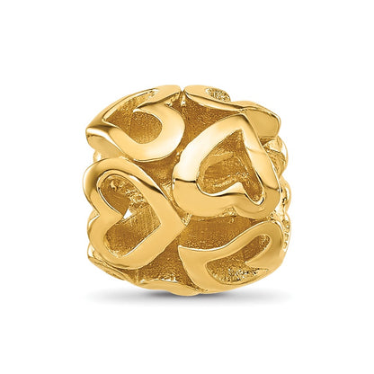 Sterling Silver Reflections Gold-plated Multiple Hearts Bead