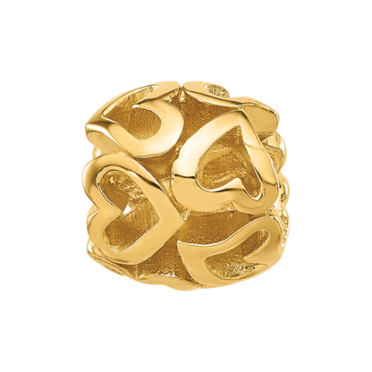 Sterling Silver Reflections Gold-plated Multiple Hearts Bead