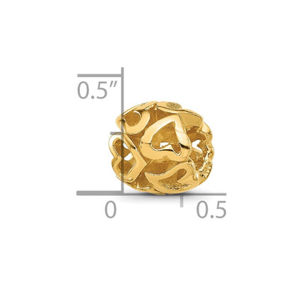 Sterling Silver Reflections Gold-plated Multiple Hearts Bead