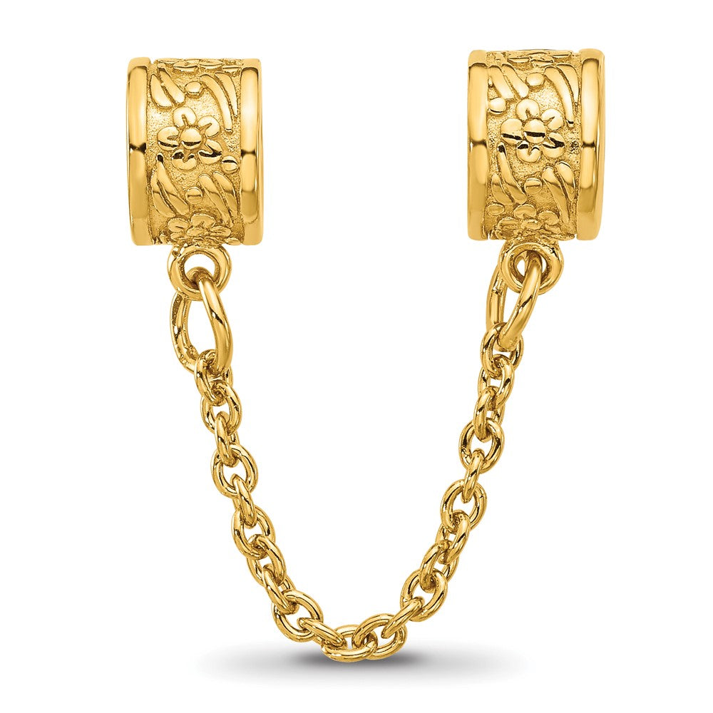 Sterling Silver Reflections Gold-plated Floral Safety Chain Bead