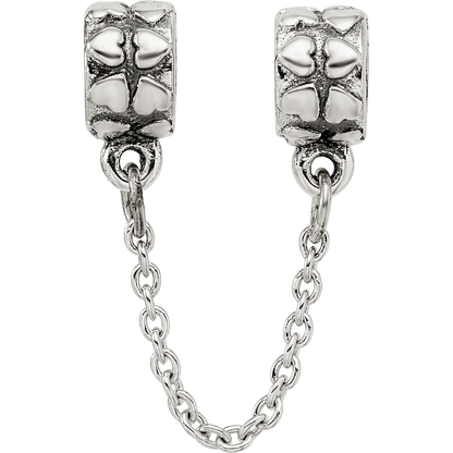 Sterling Silver Reflections Security Chain Heart Bead