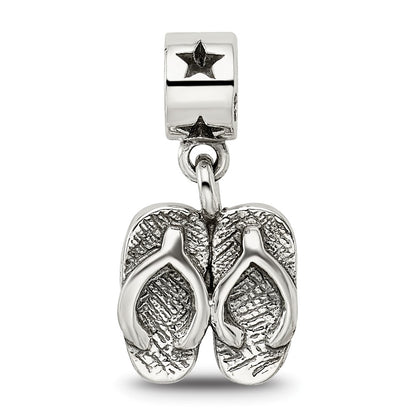 Kids Collection Sterling Silver Flip Flops Dangle Reflections Bead