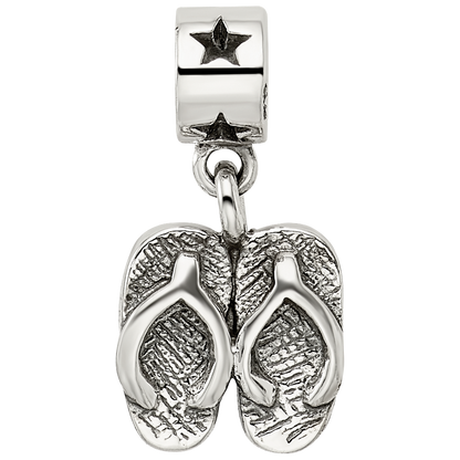Kids Collection Sterling Silver Flip Flops Dangle Reflections Bead