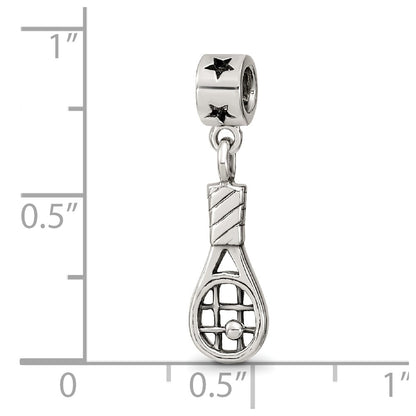 Sterling Silver Reflections Kids Tennis Racket Dangle Bead
