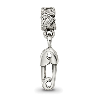 Kids Collection Sterling Silver Safety Pin Dangle Reflections Bead