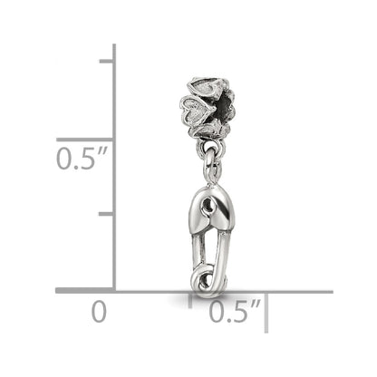 Kids Collection Sterling Silver Safety Pin Dangle Reflections Bead