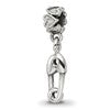 Kids Collection Sterling Silver Safety Pin Dangle Reflections Bead