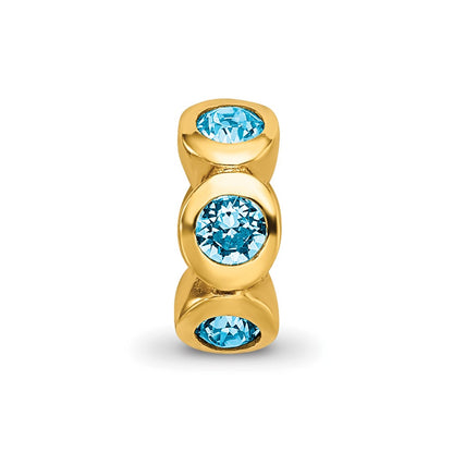 Sterling Silver Gold-plated Reflections March Blue Preciosa Crystal Bead