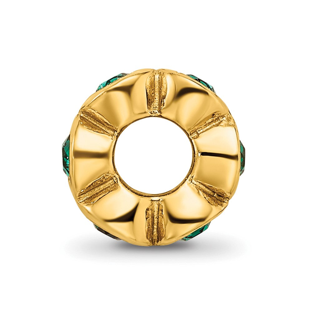 Sterling Silver Gold-plated Reflections May Green Preciosa Crystal Bead