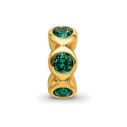 Sterling Silver Gold-plated Reflections May Green Preciosa Crystal Bead