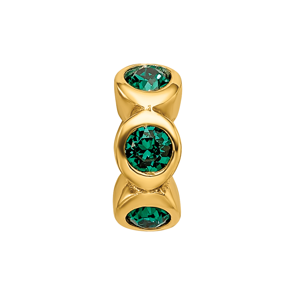 Sterling Silver Gold-plated Reflections May Green Preciosa Crystal Bead
