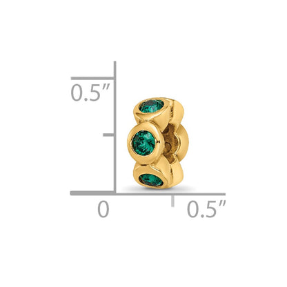 Sterling Silver Gold-plated Reflections May Green Preciosa Crystal Bead