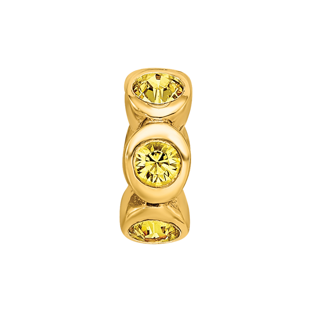 Sterling Silver Gold-plated Reflections Nov Yellow Preciosa Crystal Bead