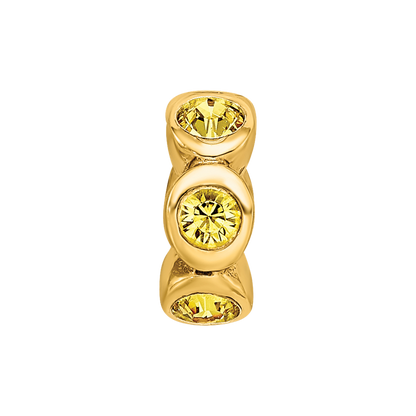 Sterling Silver Gold-plated Reflections Nov Yellow Preciosa Crystal Bead