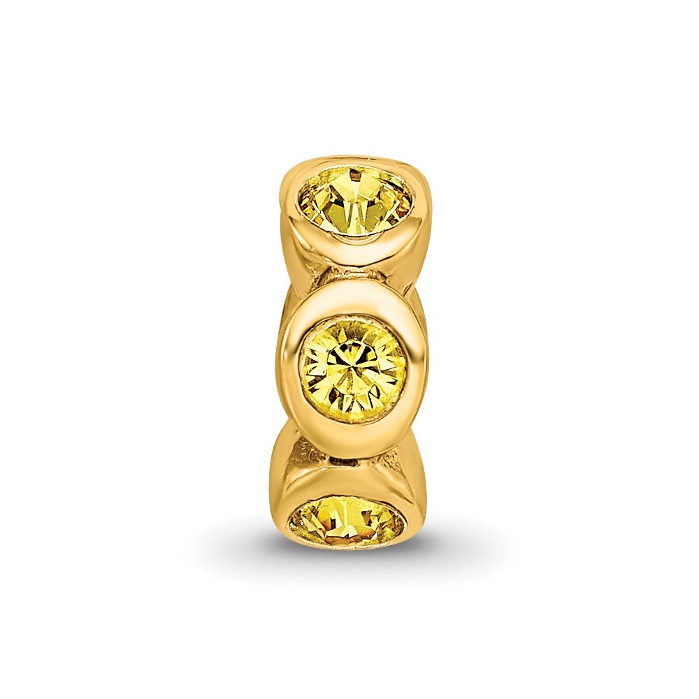 Sterling Silver Gold-plated Reflections Nov Yellow Preciosa Crystal Bead