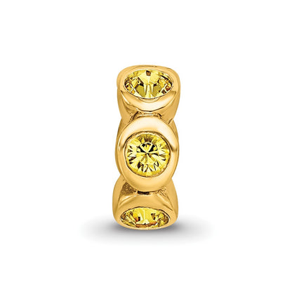 Sterling Silver Gold-plated Reflections Nov Yellow Preciosa Crystal Bead